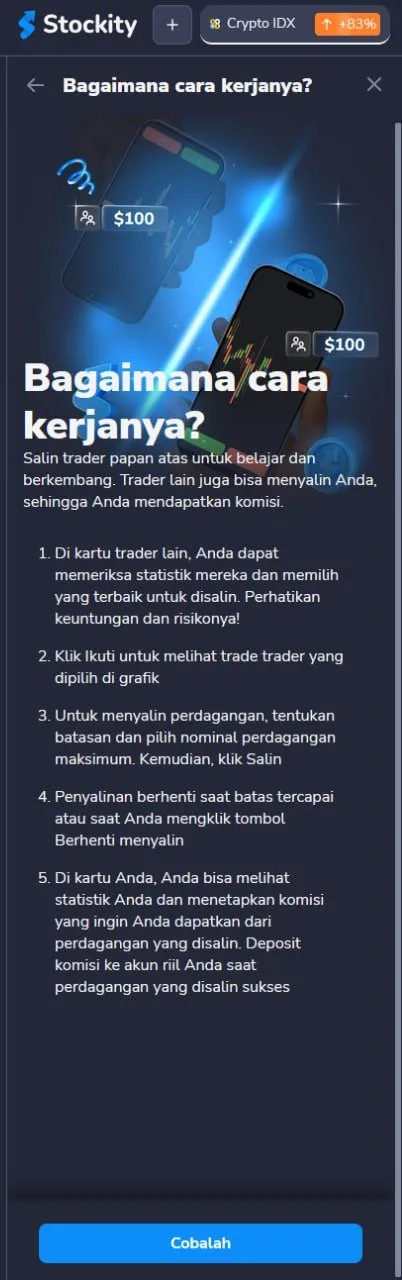 Copy Trading Stockity — langkah cara kerjanya